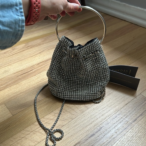 EXPRESSIONs NYC Rhinestone Drawstring Bucket Bag - Picture 2 of 6
